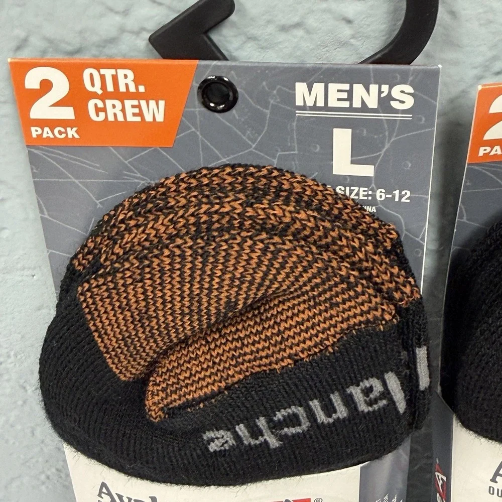 Avalanche Merino Wool Copper Men's‎ Quarter Crew Socks L 6-12 Lot of 4 Pairs